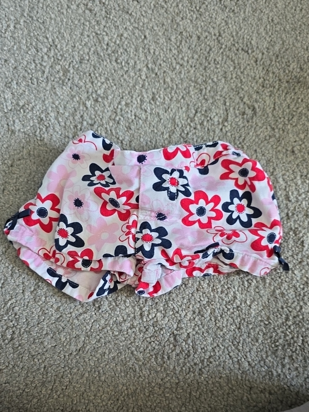 Nina Pink, Red and Navy Floral Ruffle Shorts